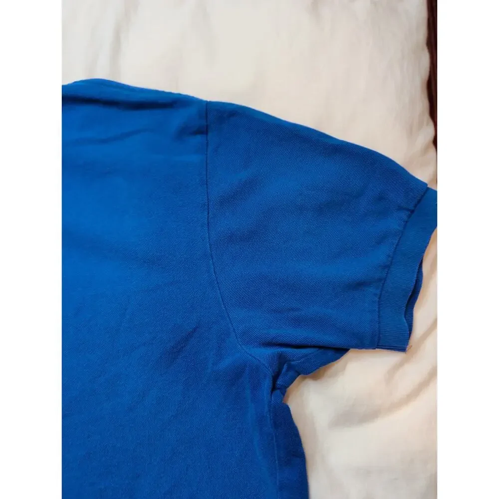 Vintage Polo Ralph Lauren Blue Pique Polo Shirt Red Pony Embroidered Mens XL